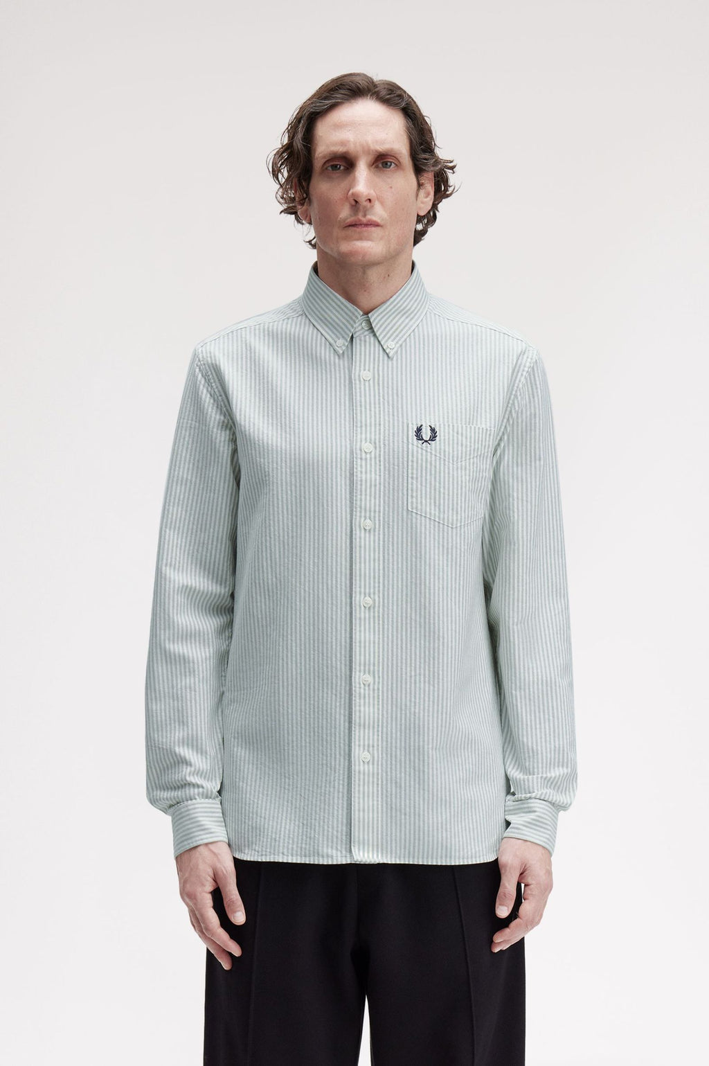 Hemden lange mouw groen Fred Perry
