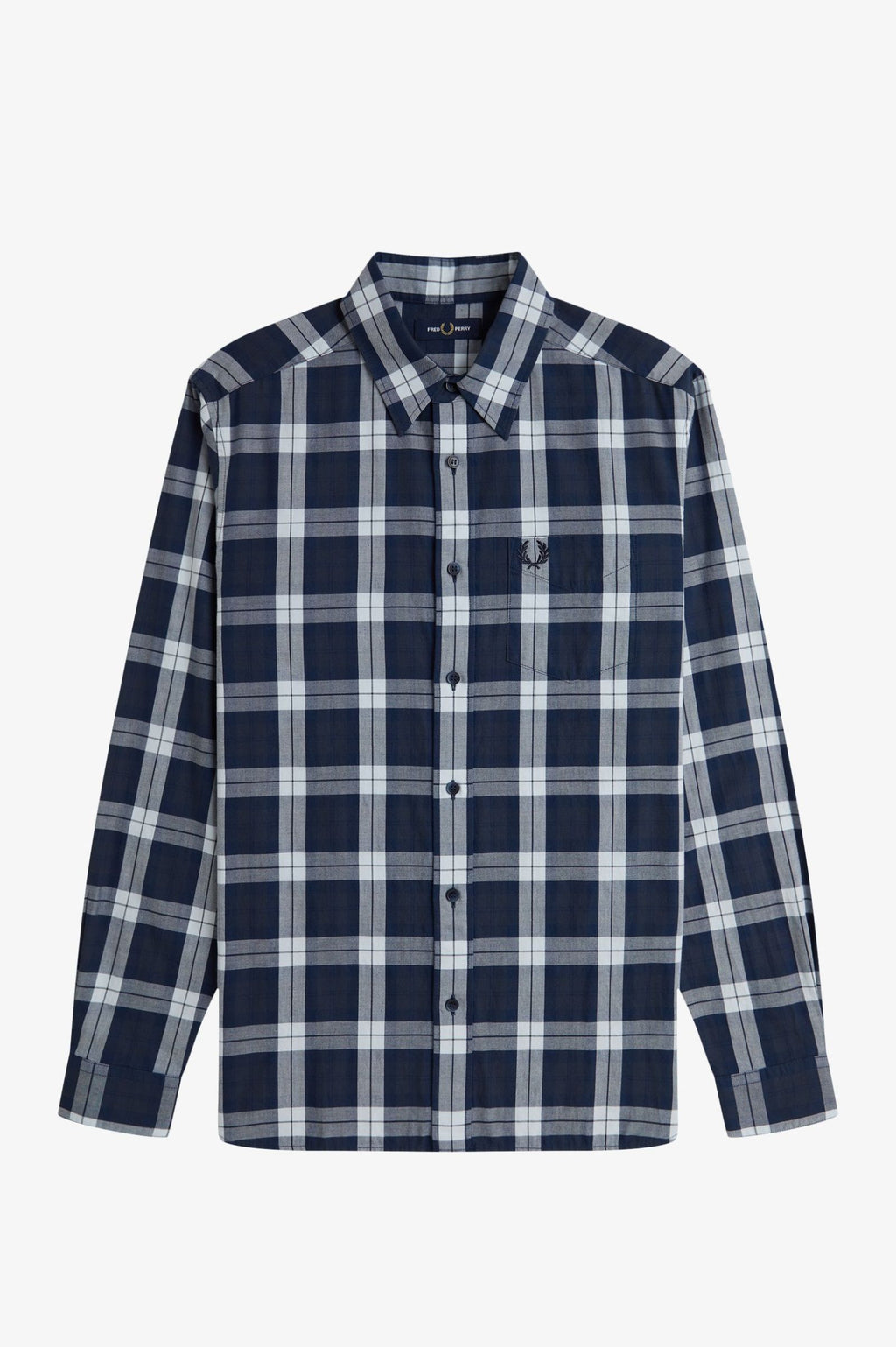 Hemden lange mouw blauw Fred Perry