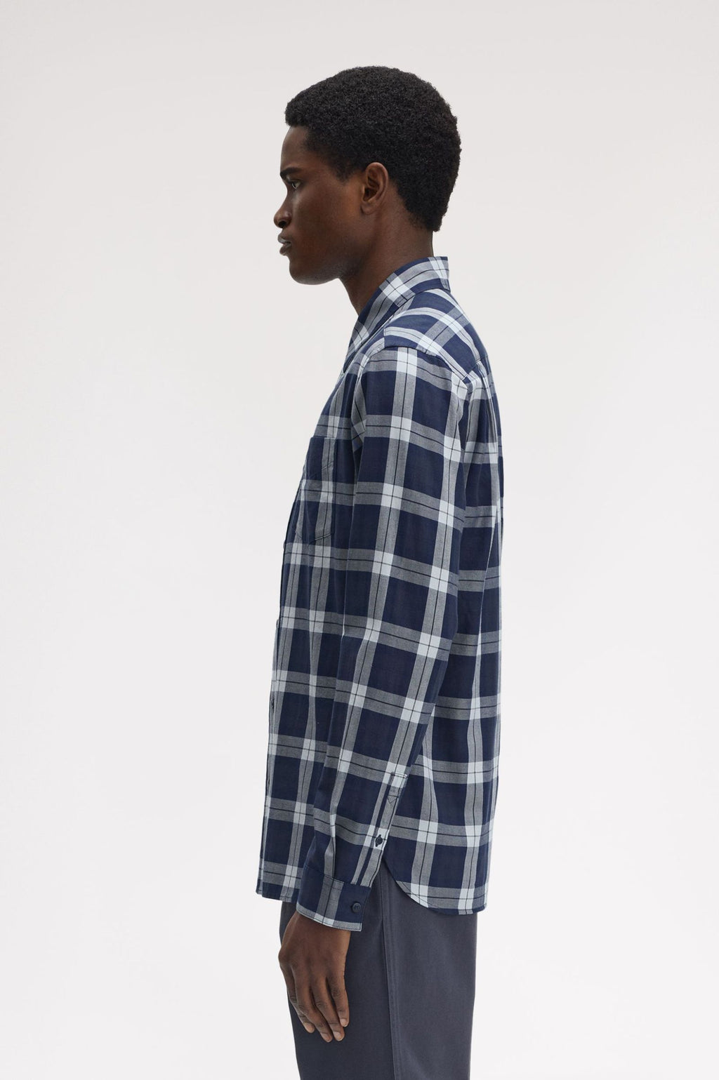 Hemden lange mouw blauw Fred Perry