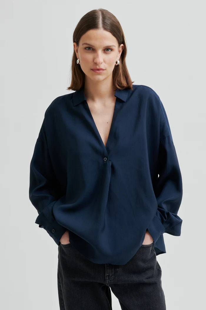 Blouses lange mouw navy Second Female