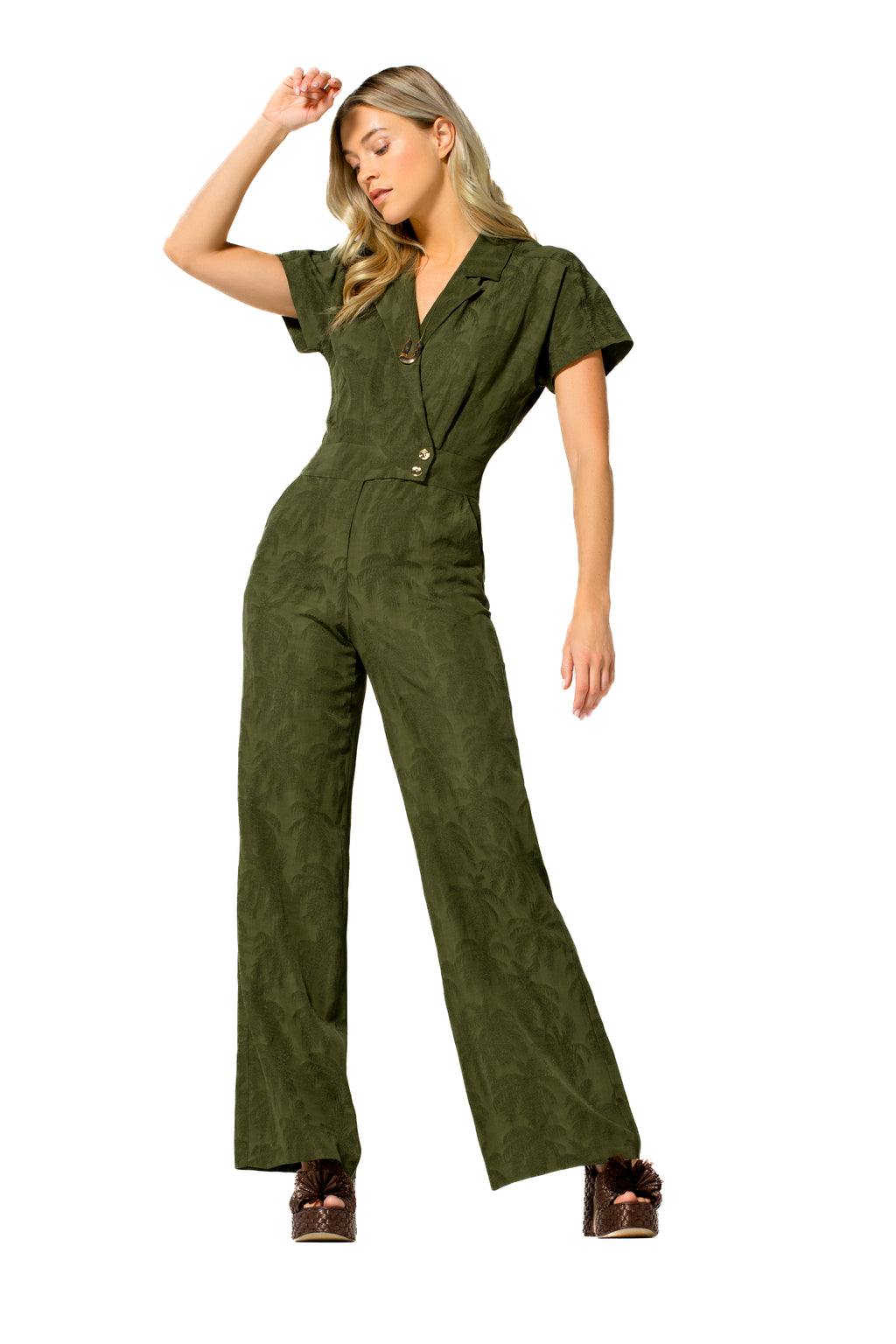 Jumpsuits korte mouw groen Caroline Biss