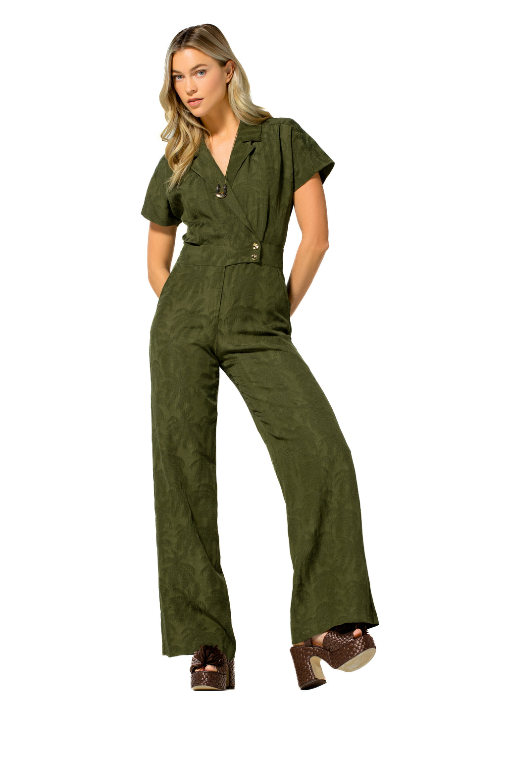 Jumpsuits korte mouw groen Caroline Biss
