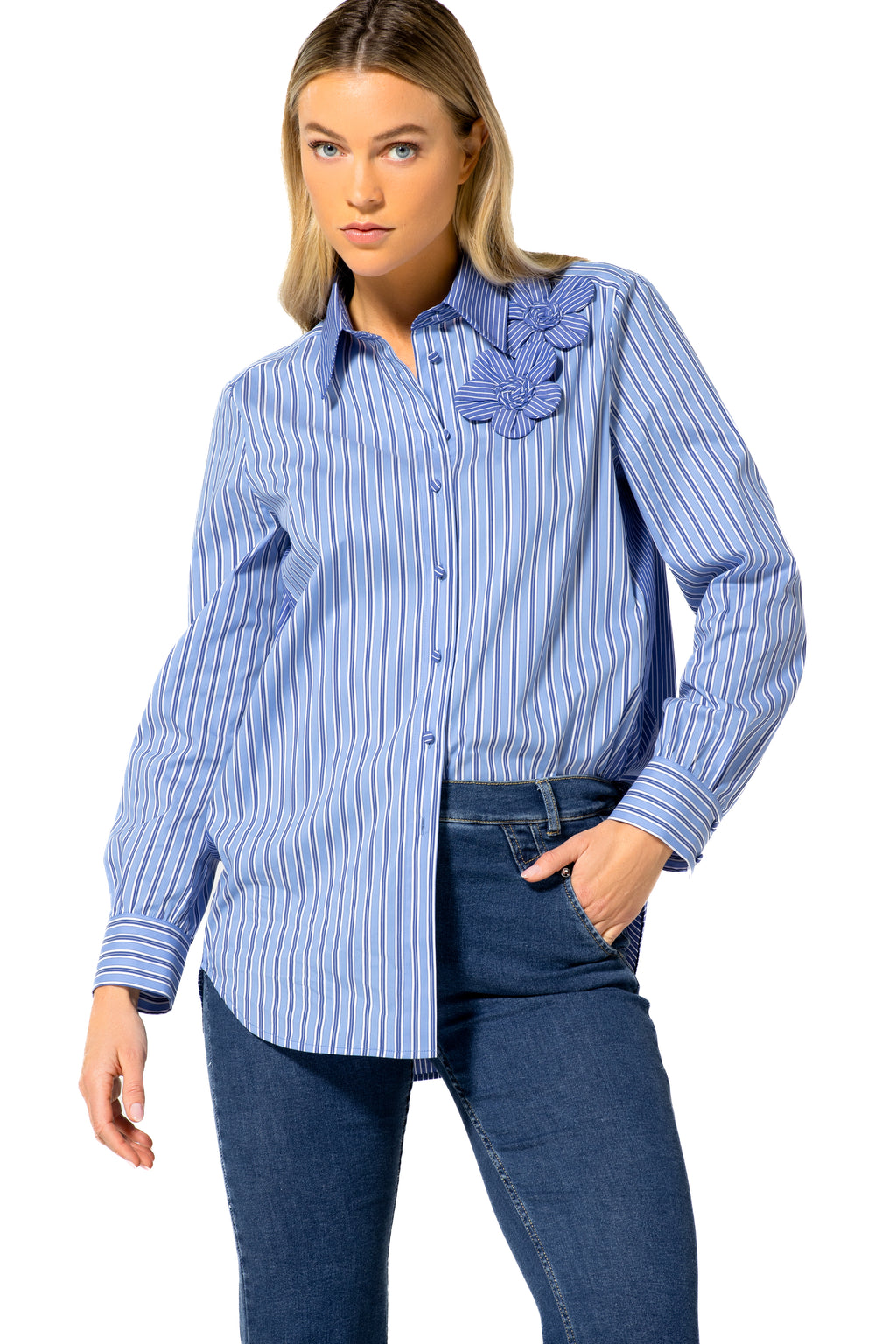 Blouses lange mouw blauw Caroline Biss