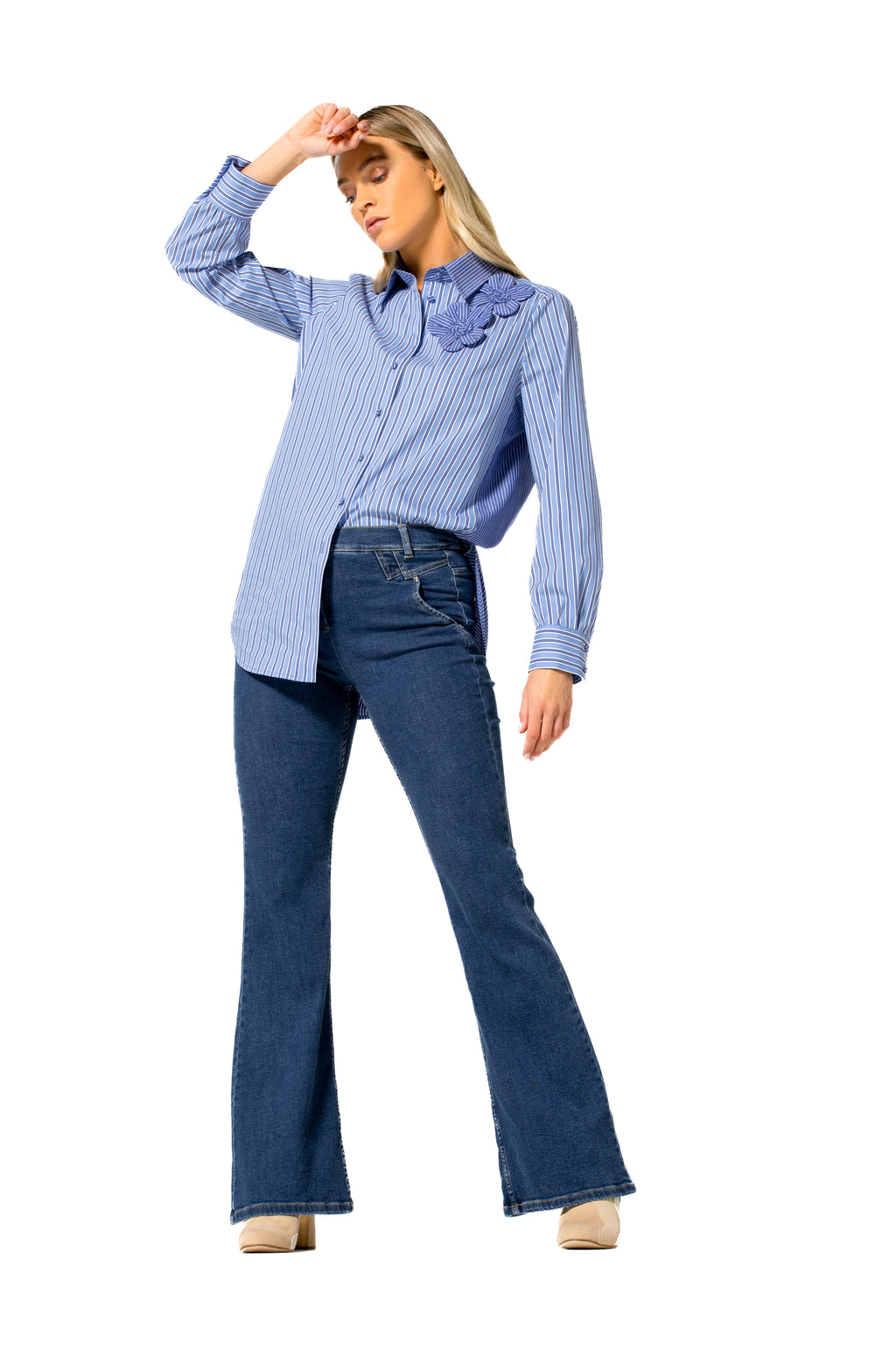 Blouses lange mouw blauw Caroline Biss