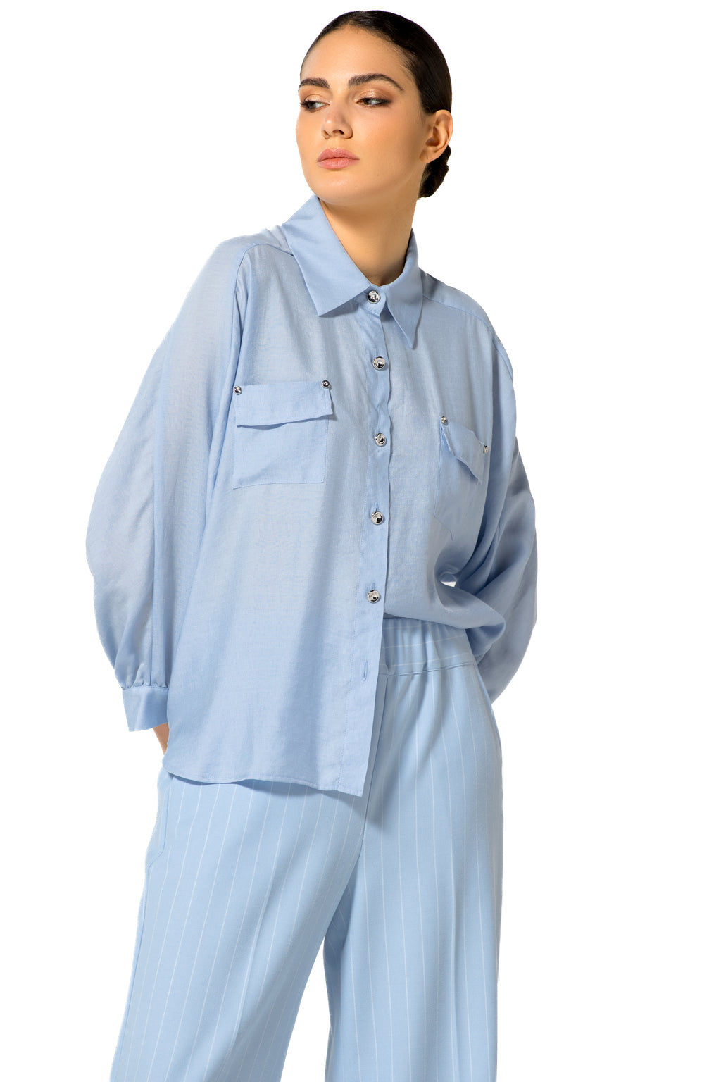 Blouses lange mouw blauw Caroline Biss