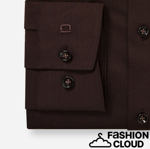 Hemden lange mouw bruin OLYMP