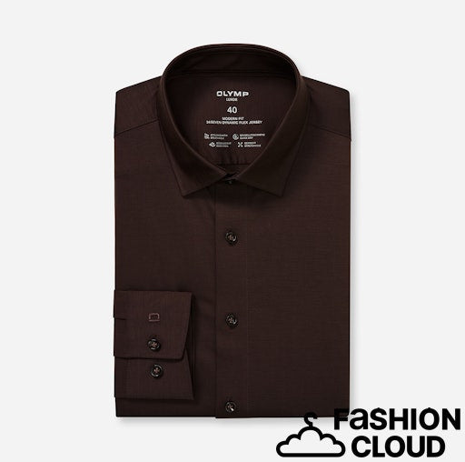 Hemden lange mouw bruin OLYMP