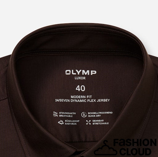 Hemden lange mouw bruin OLYMP