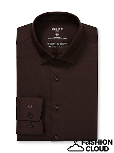 Hemden lange mouw bruin OLYMP