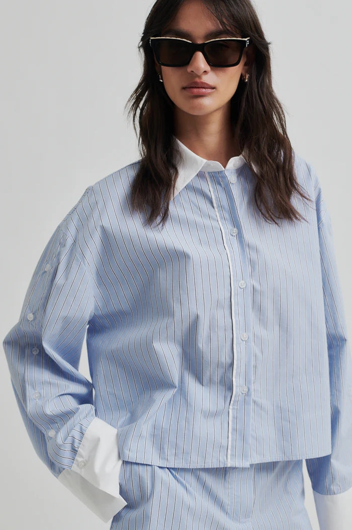 Blouses lange mouw blauw Second Female