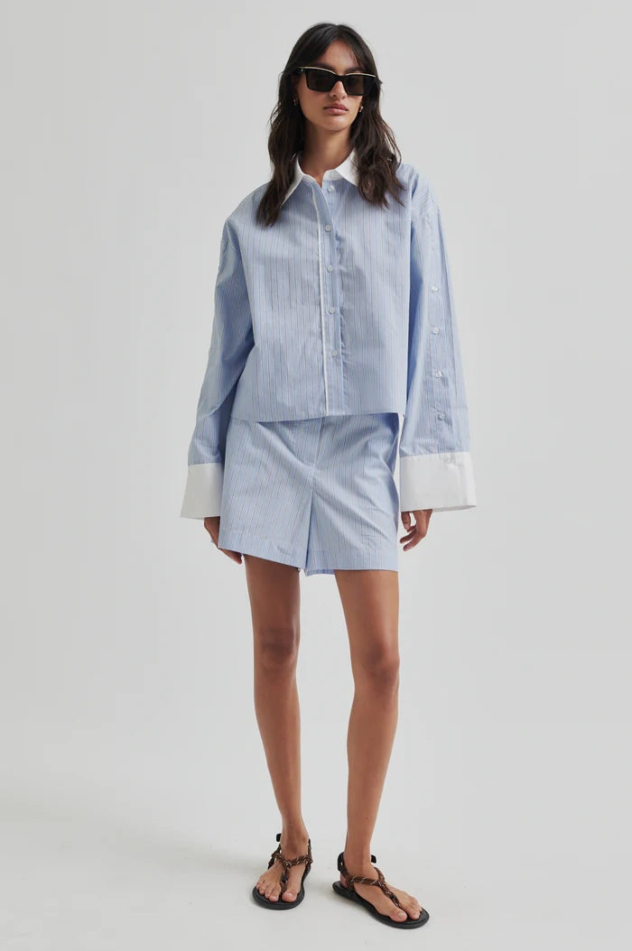 Blouses lange mouw blauw Second Female