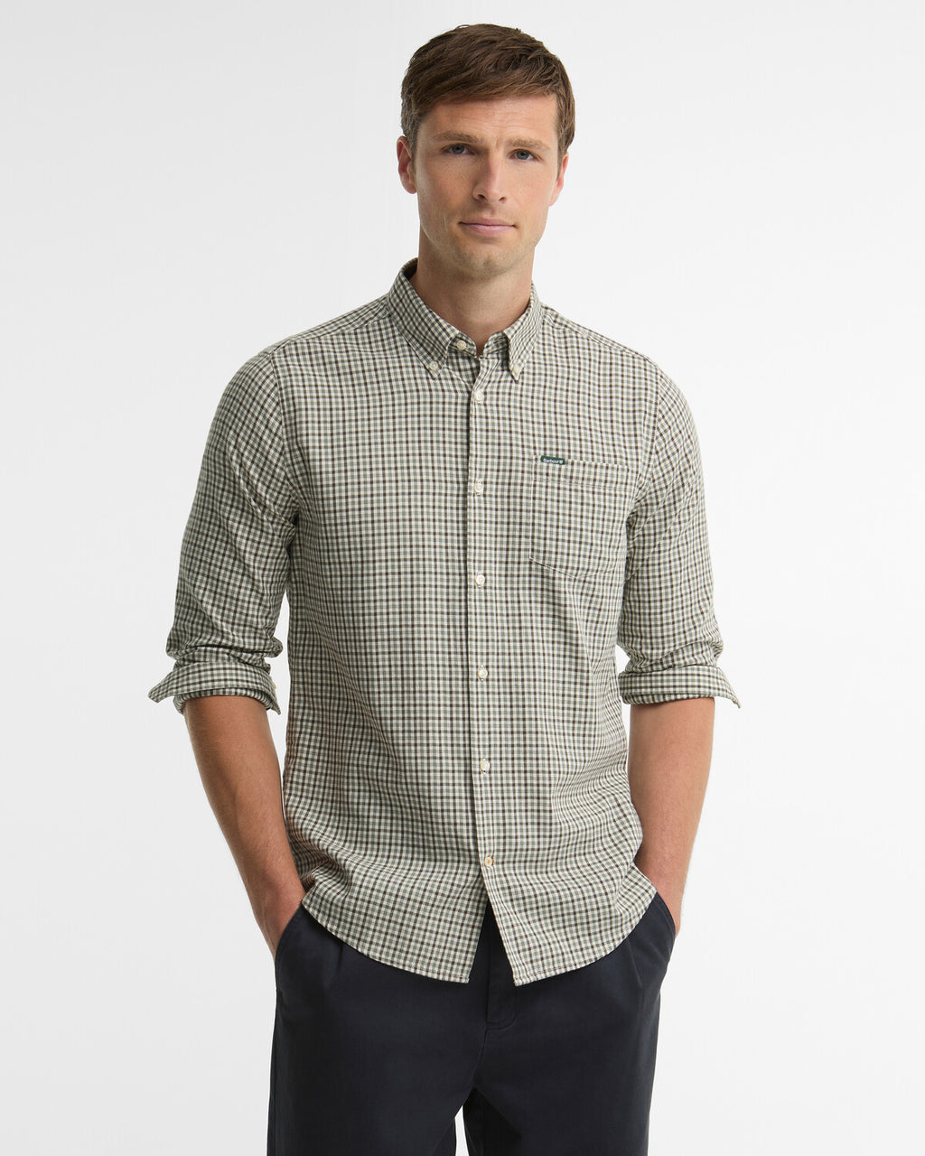 Hemden lange mouw groen Barbour