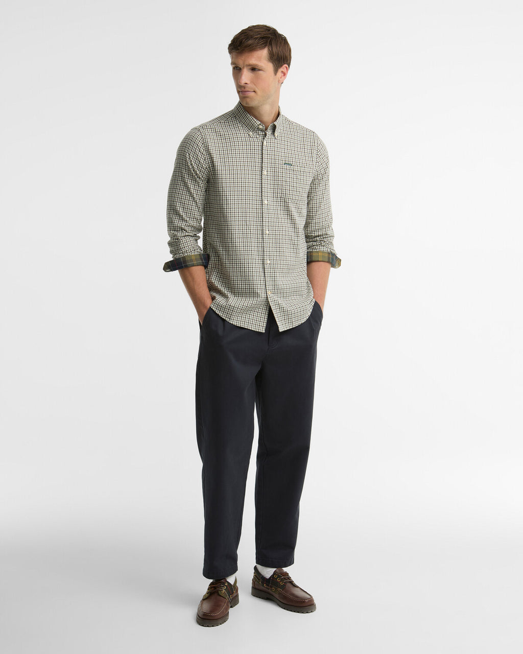 Hemden lange mouw groen Barbour