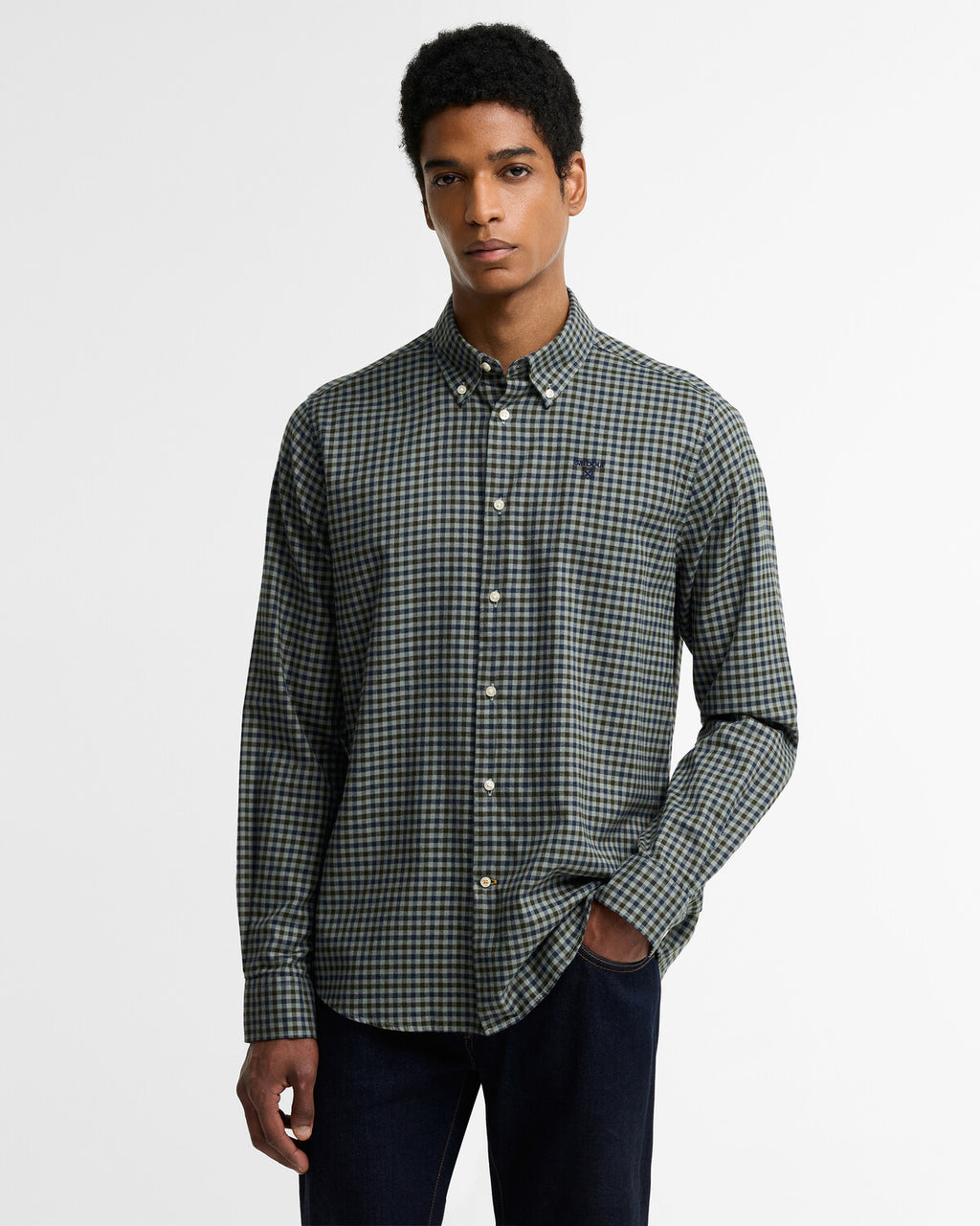 Hemden lange mouw groen Barbour