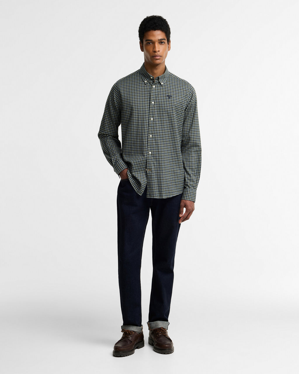 Hemden lange mouw groen Barbour