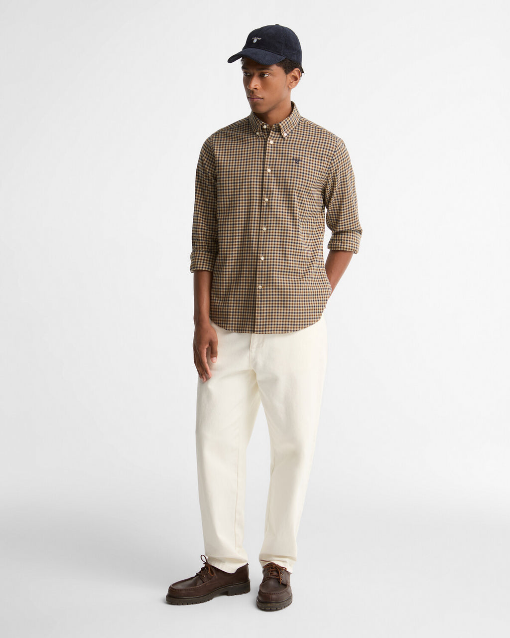Hemden lange mouw bruin Barbour