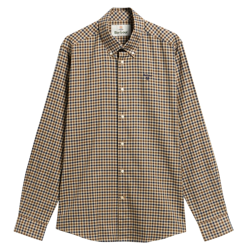 Hemden lange mouw bruin Barbour