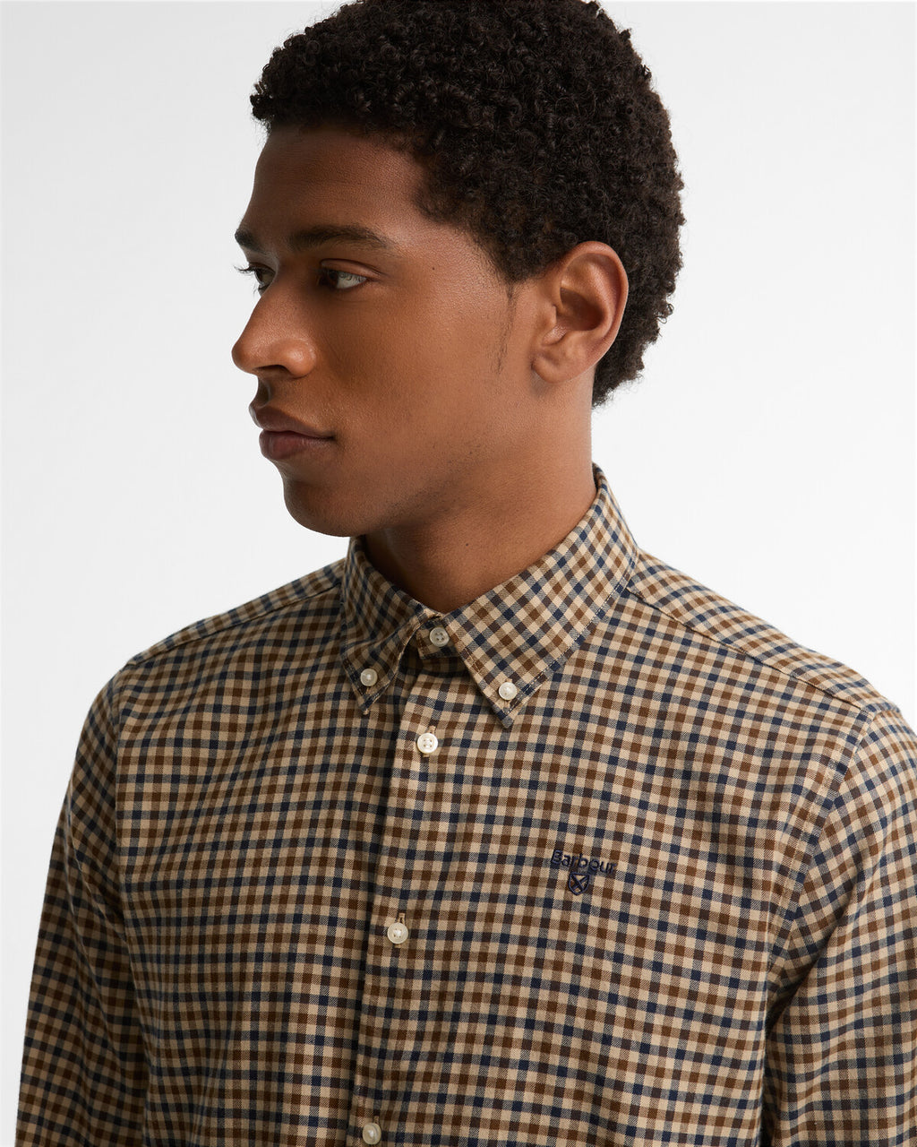 Hemden lange mouw bruin Barbour