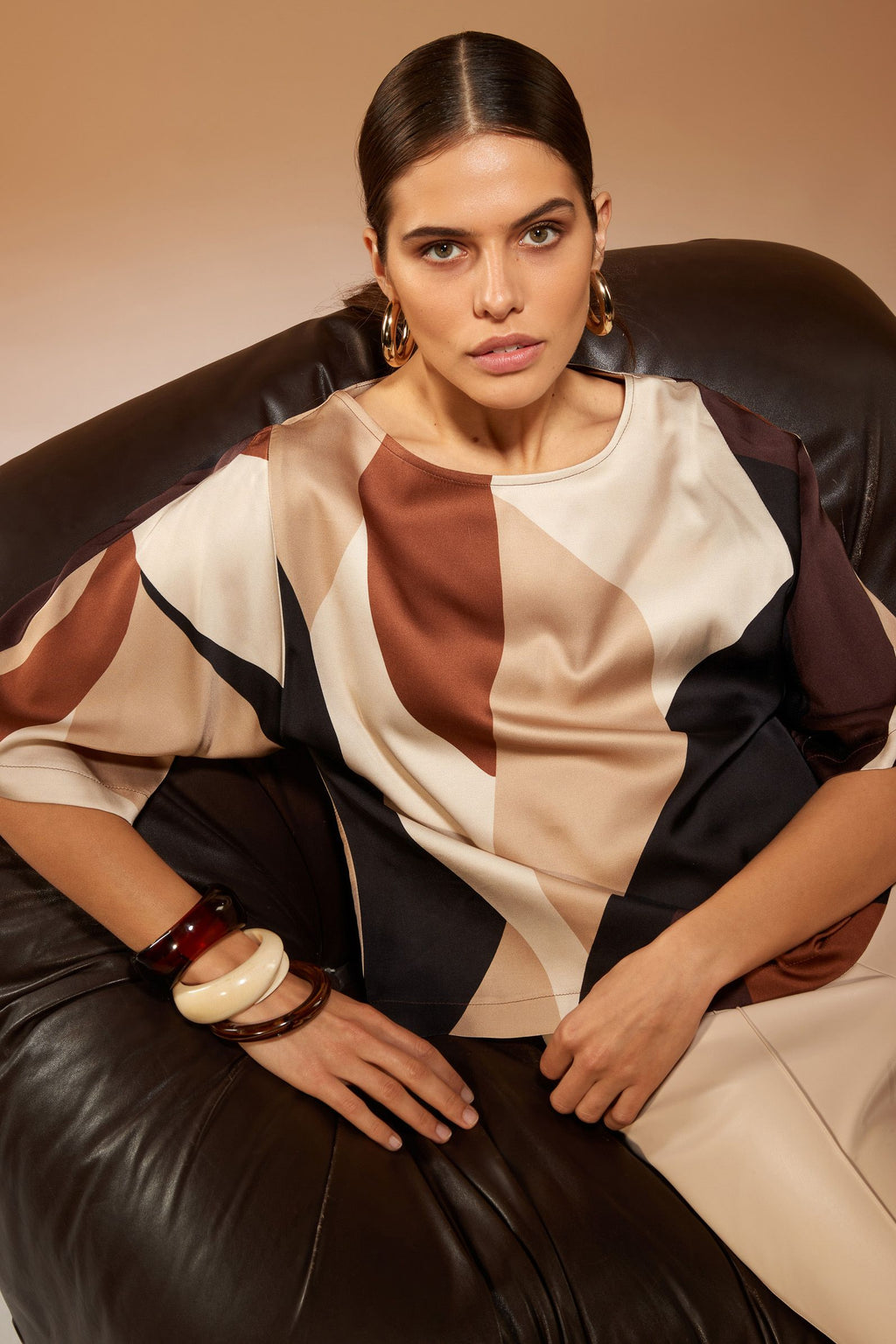 Blouses lange mouw bruin Atmos