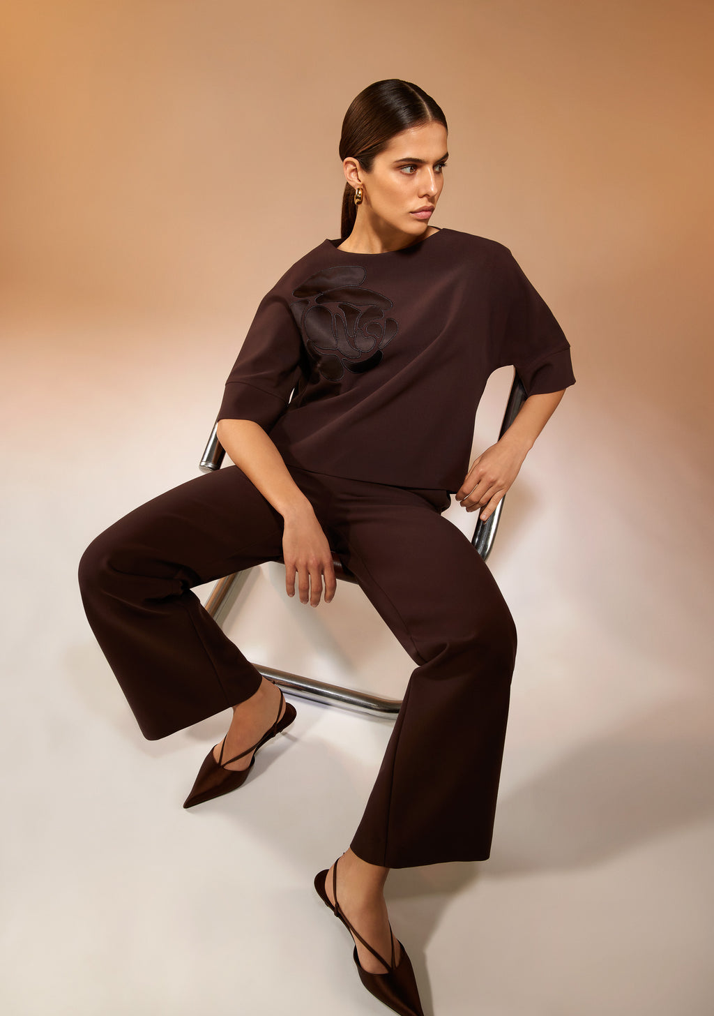 Blouses korte mouw bruin Atmos