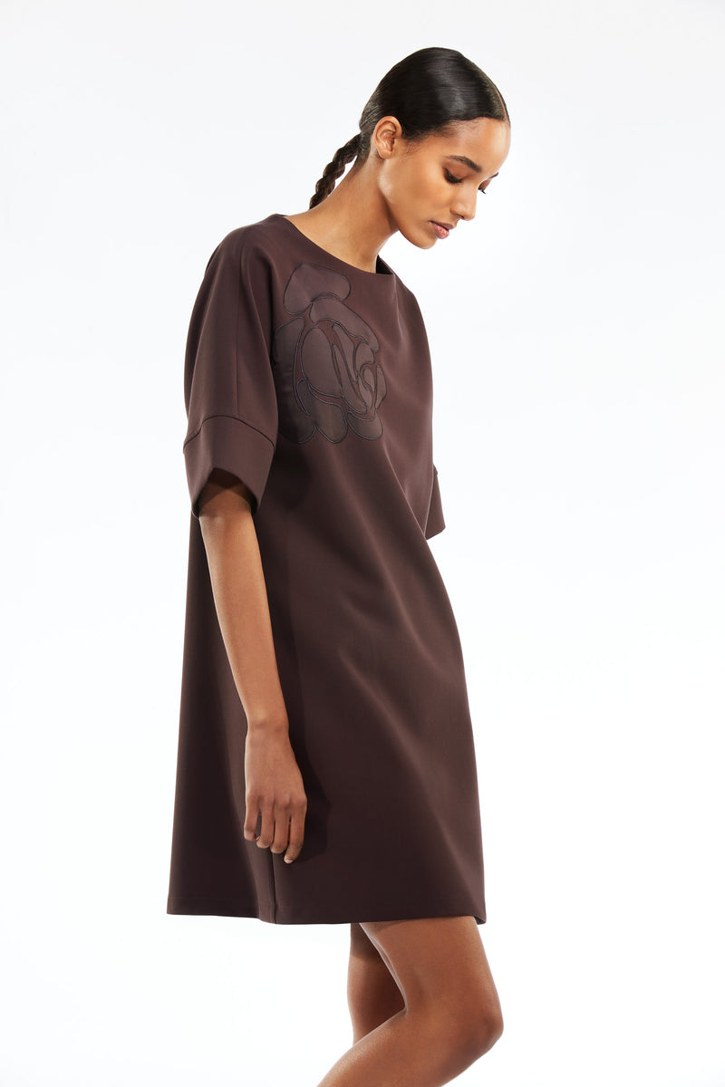 Jurken korte mouw bruin Atmos