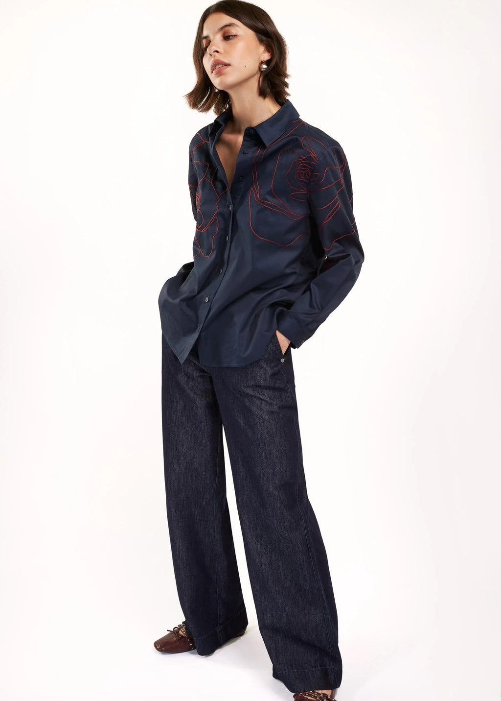 Blouses lange mouw navy Senso