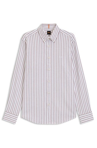 Hemden lange mouw wit Boss Men Orange