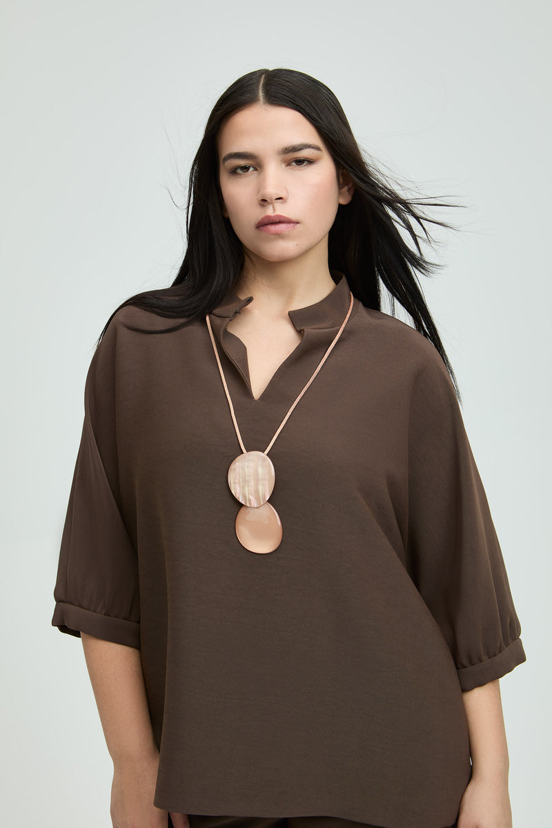 Blouses korte mouw bruin Xandres Gold