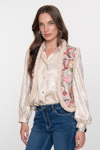 Blouses lange mouw zilver Geisha