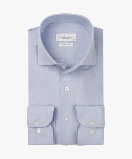 Hemden lange mouw blauw Profuomo