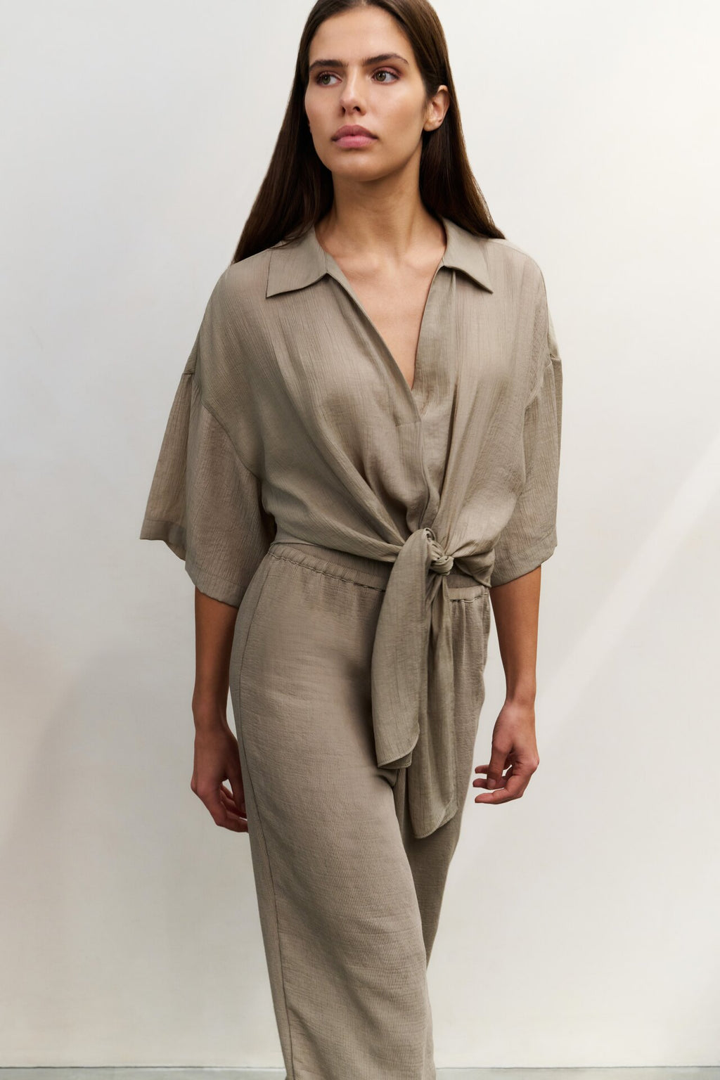 Blouses korte mouw bruin YAYA