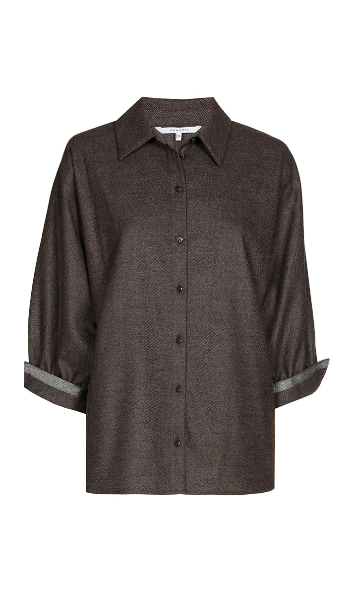 Blouses lange mouw bruin Xandres