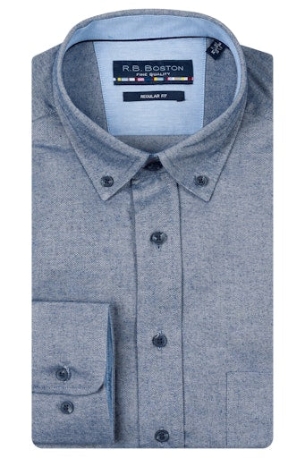 Hemden lange mouw navy R.B. Boston