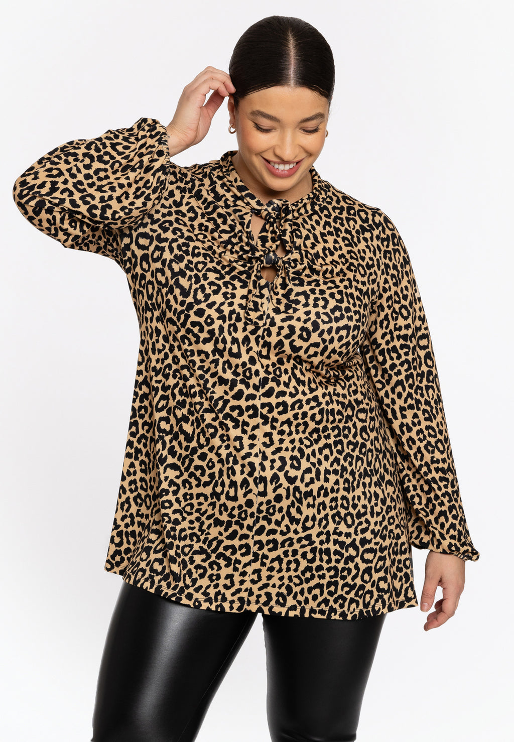 Blouses lange mouw bruin Yoek