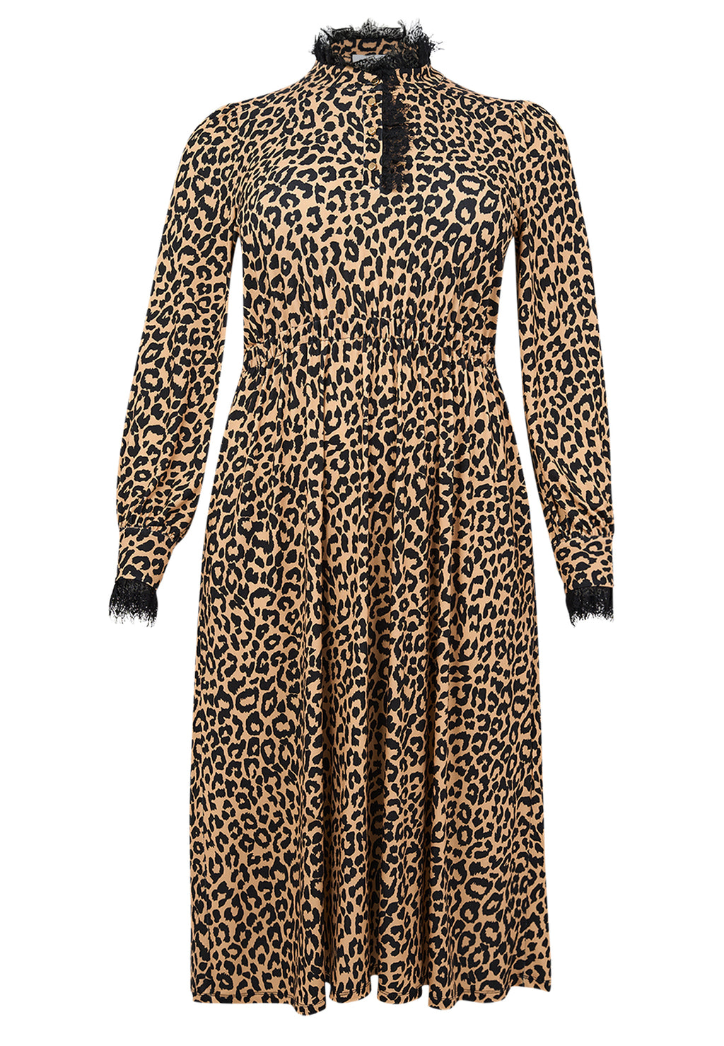 Jurken lange mouw bruin Yoek