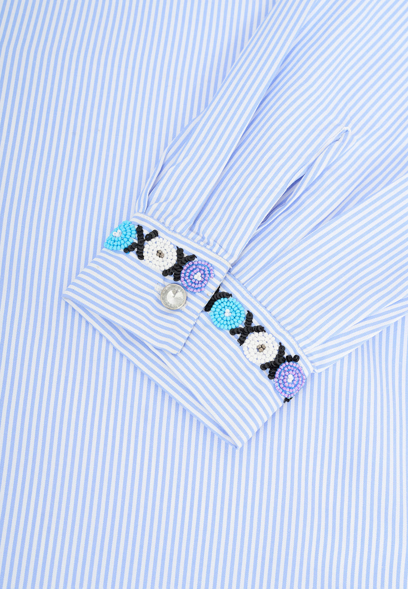 Blouses lange mouw blauw Yoek