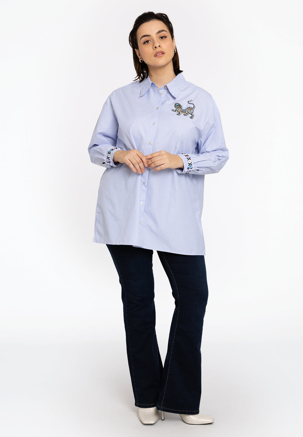 Blouses lange mouw blauw Yoek