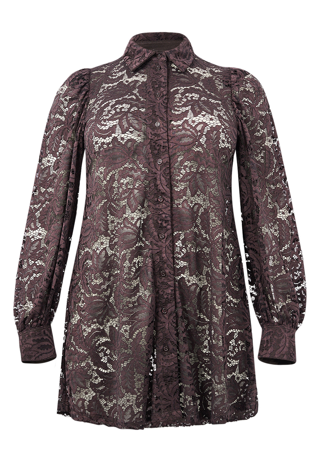 Blouses lange mouw bruin Yoek