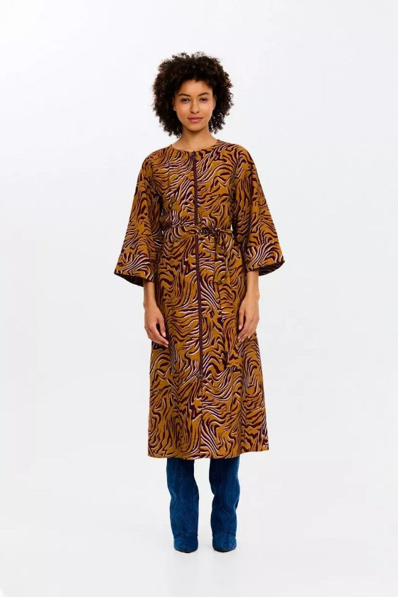 Jurken lange mouw bruin CKS