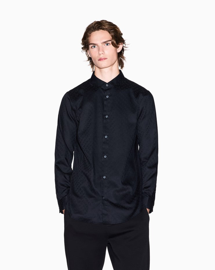 Hemden lange mouw zwart Armani Exchange