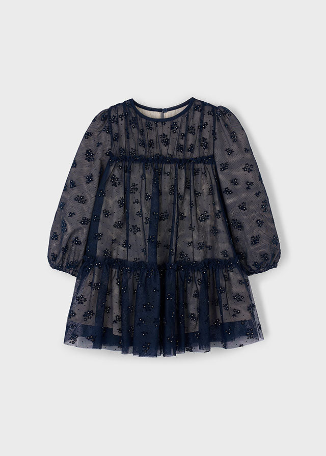 Jurken lange mouw navy Mayoral
