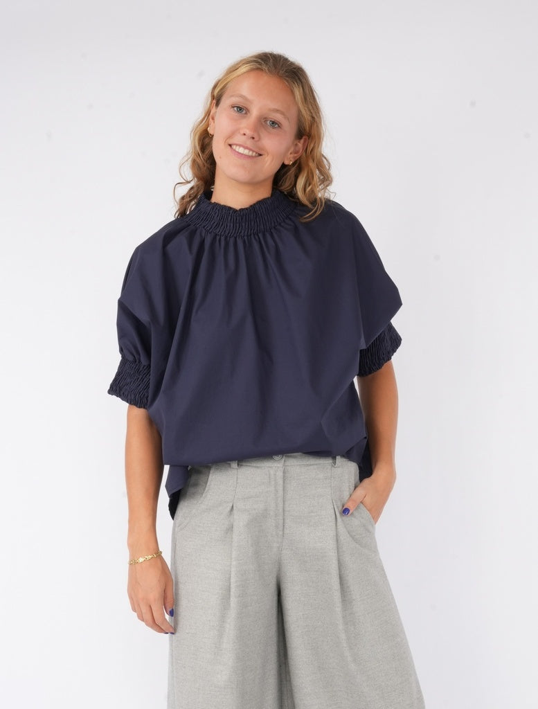 Blouses korte mouw navy BLACK ROSE