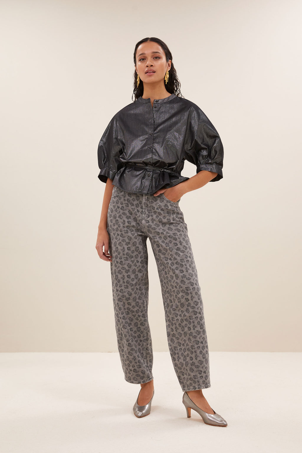 Blouses korte mouw zilver by-bar