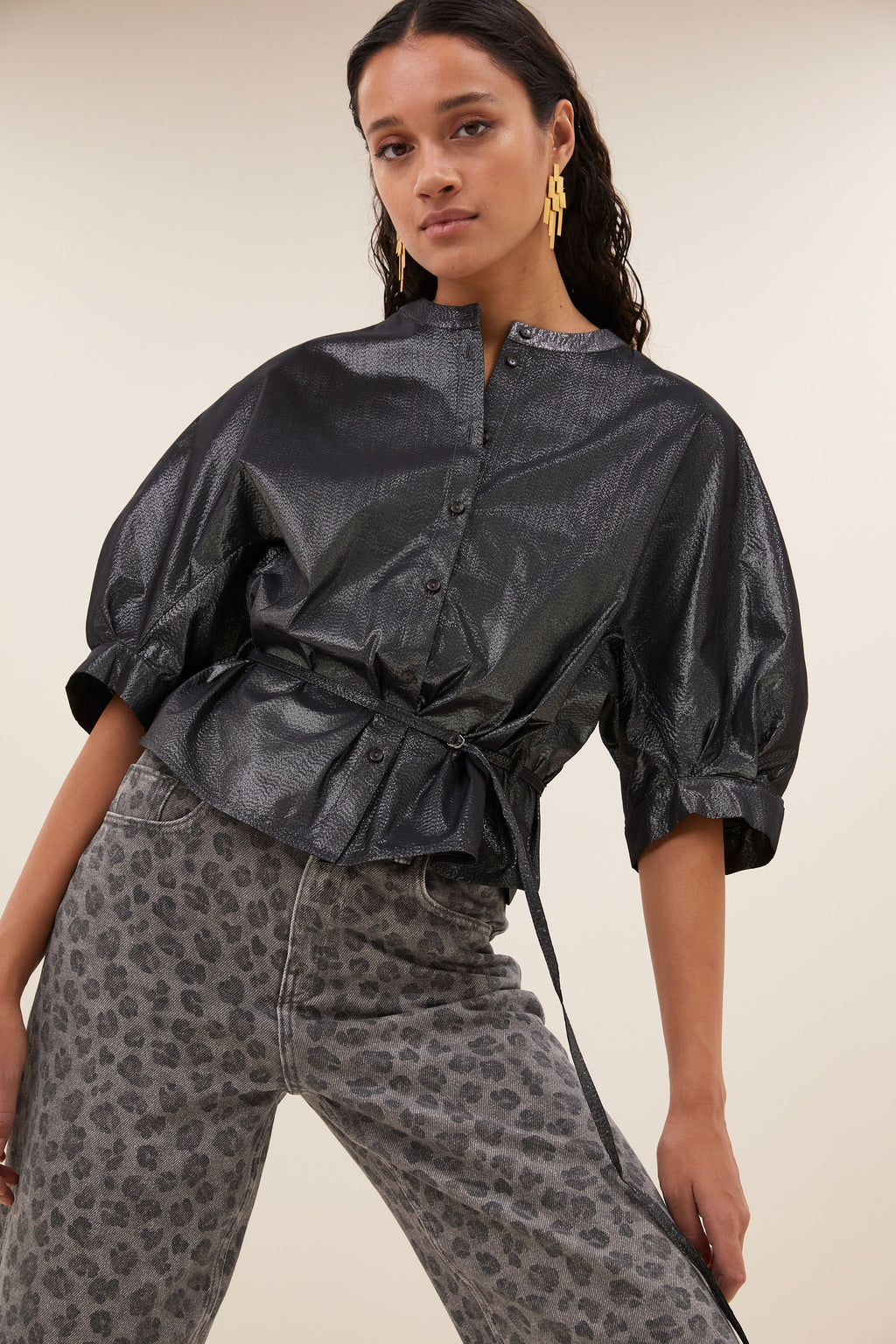 Blouses korte mouw zilver by-bar