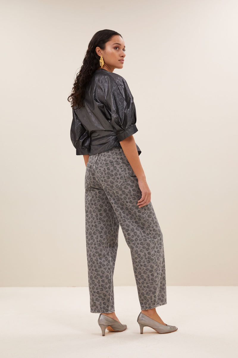 Blouses korte mouw zilver by-bar