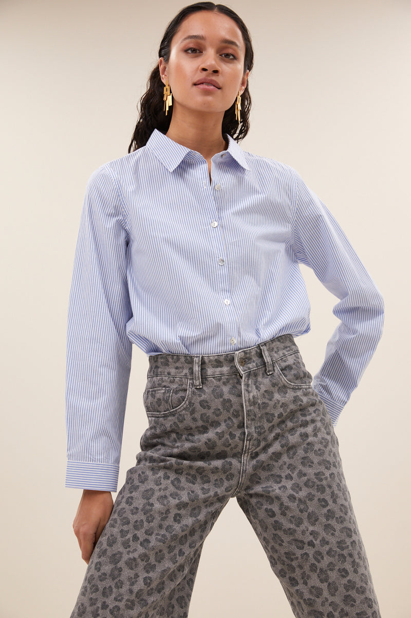 Blouses lange mouw blauw by-bar