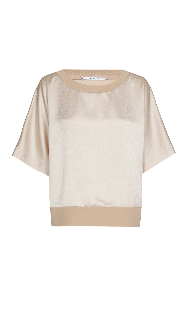 Blouses korte mouw beige Xandres