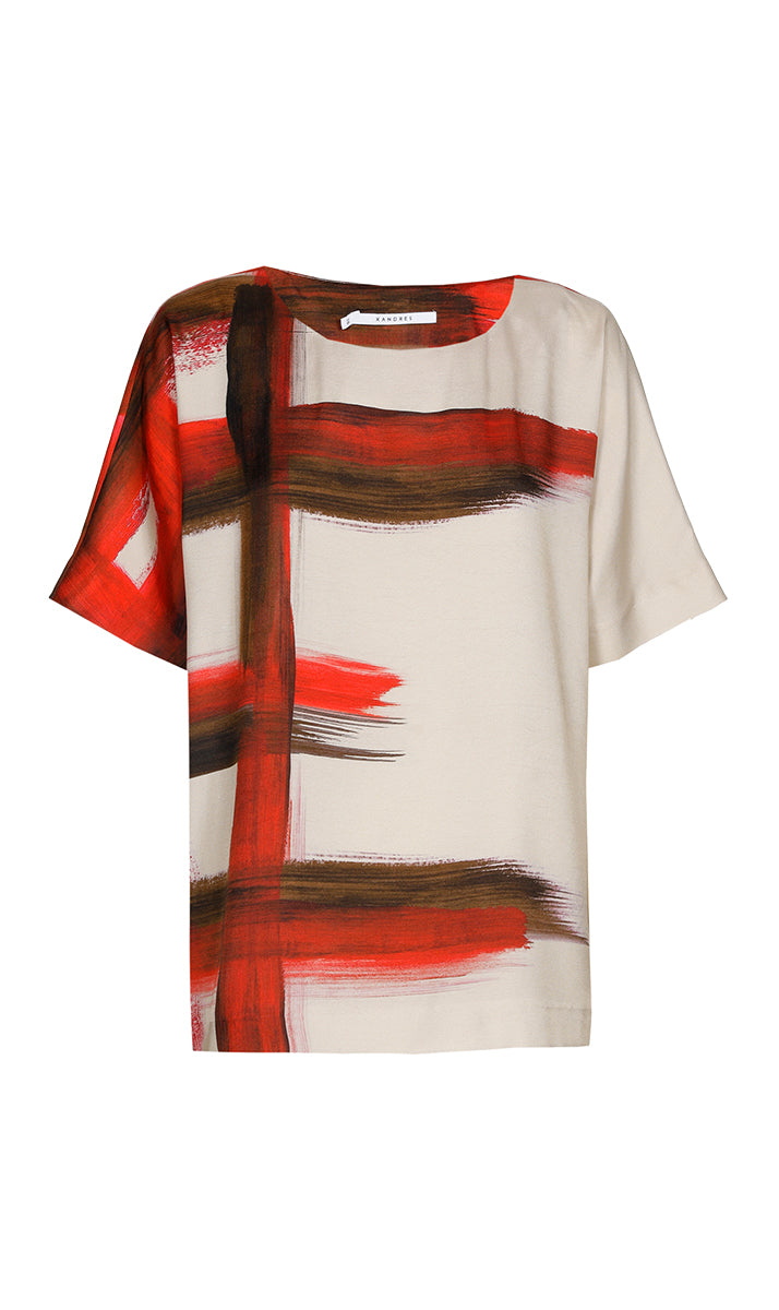 Blouses korte mouw rood Xandres