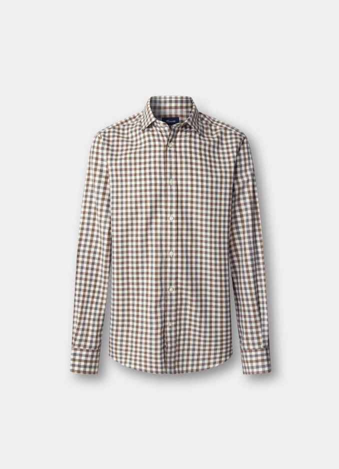 Hemden lange mouw bruin Façonnable