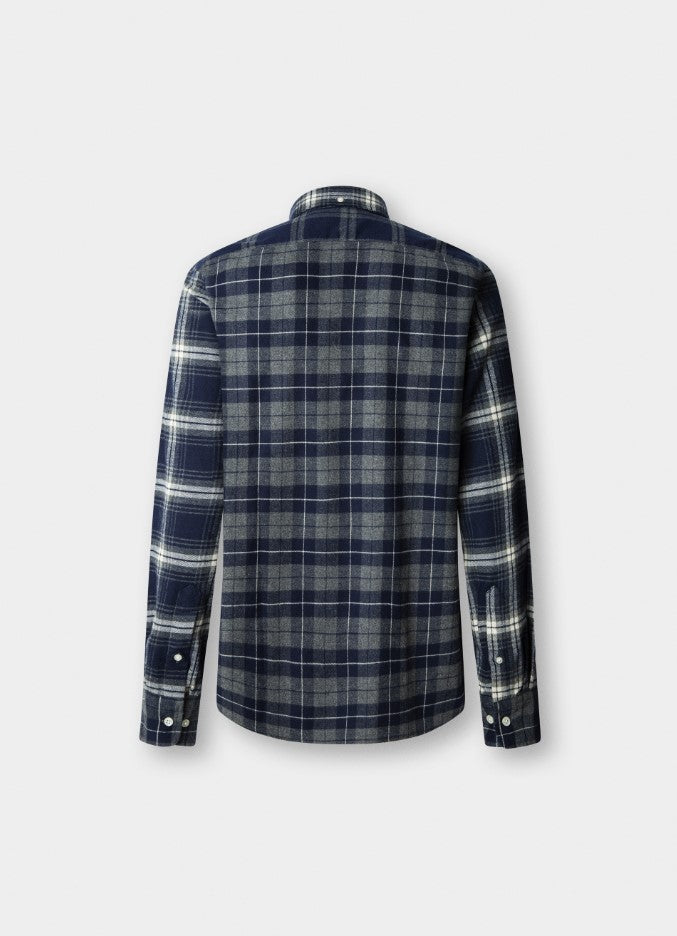 Hemden lange mouw navy Façonnable